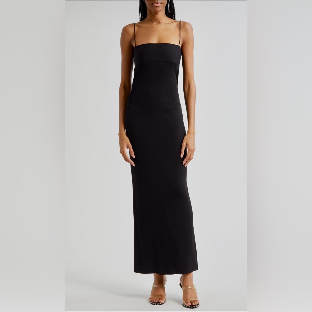 NWT Alexander Wang logo jacquard Black Maxi slip Dress w/band back.